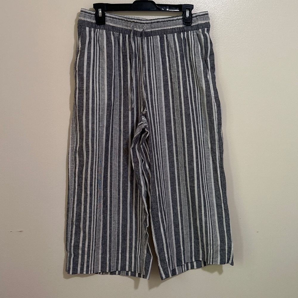 Banana Republic Women Beach Lunch Lounge M Wide Striped Cropped Pants